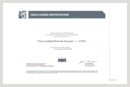 Cisco Certified Network Associate — CCNA 證照縮圖