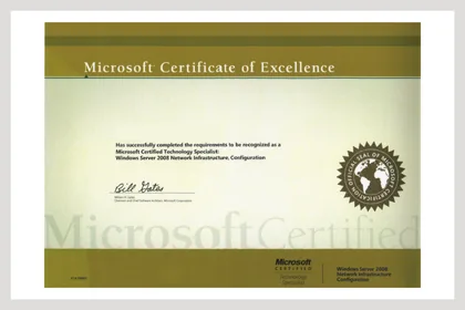 Microsoft Certified Technology Specialist: Network Infrastructure, Configuration 證照縮圖