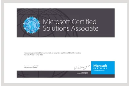 Microsoft Certified Solutions Associate 證照縮圖